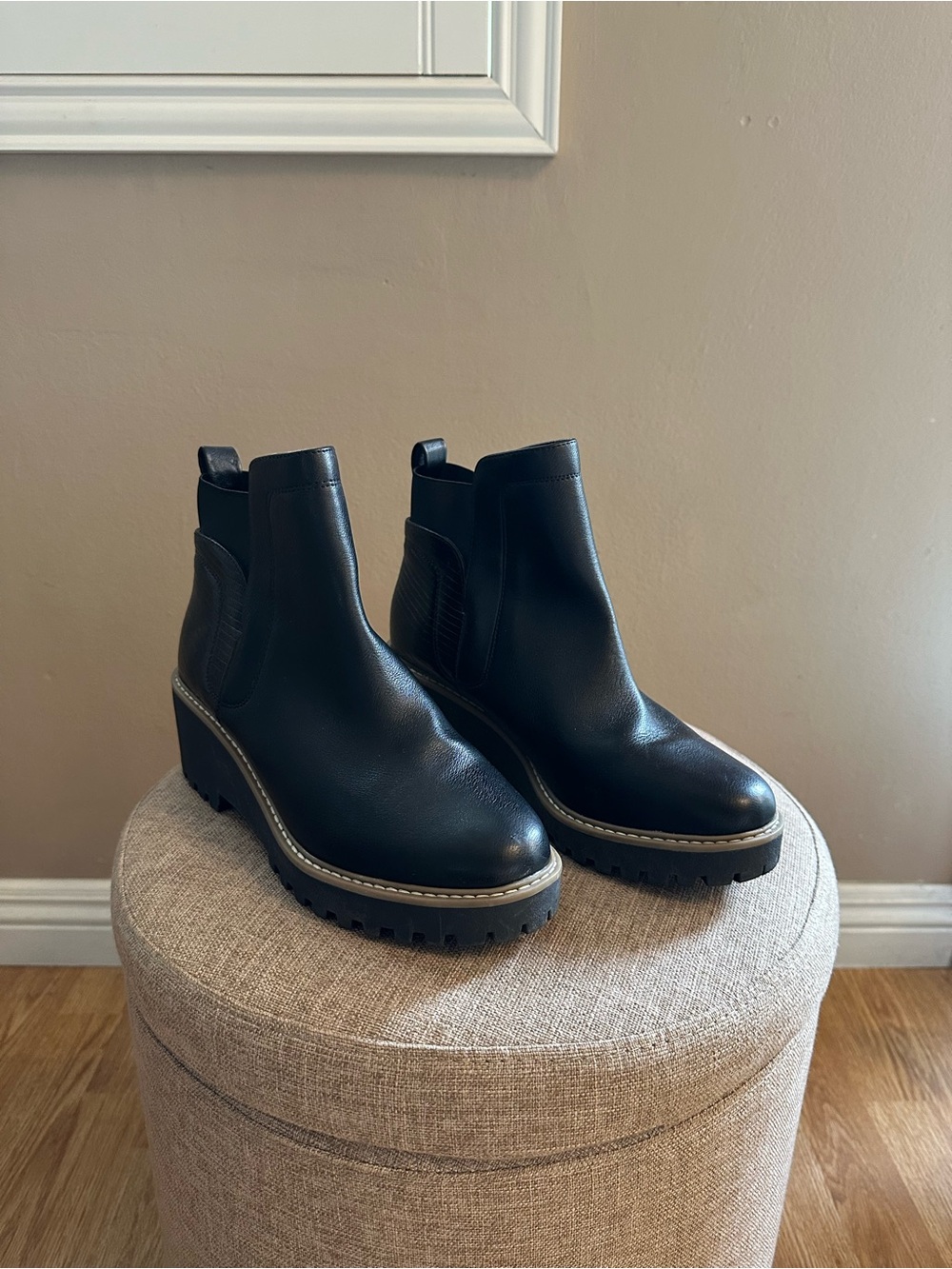 Dolce Vita Black Chelsea Lug Sole Ankle Boots